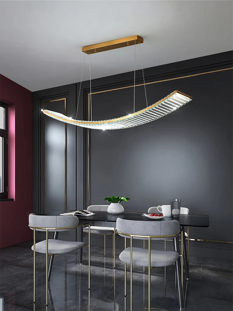 lustre led nordique en cristal pour cuisine moderne rectangulaire - vue 3 sur 8