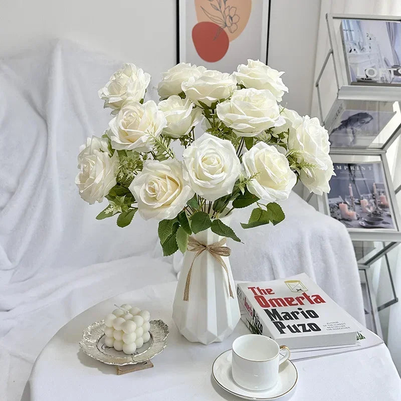 bouquet de roses artificielles en soie pour décoration de mariage