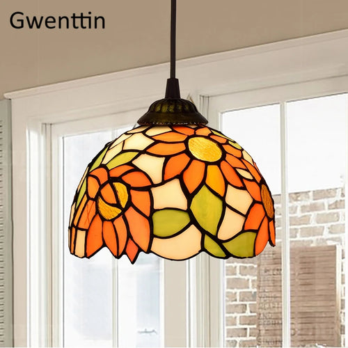 suspension en verre teinté style tiffany pour décoration moderne - vue 3 sur 14