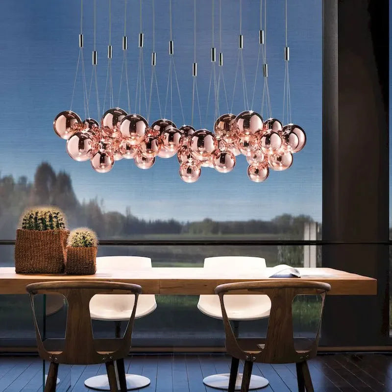 Suspension boule pour cuisine salle à manger chambre suspension Design Chrome décor à la maison restaurant lustres Led verre moderne<h1></h1>