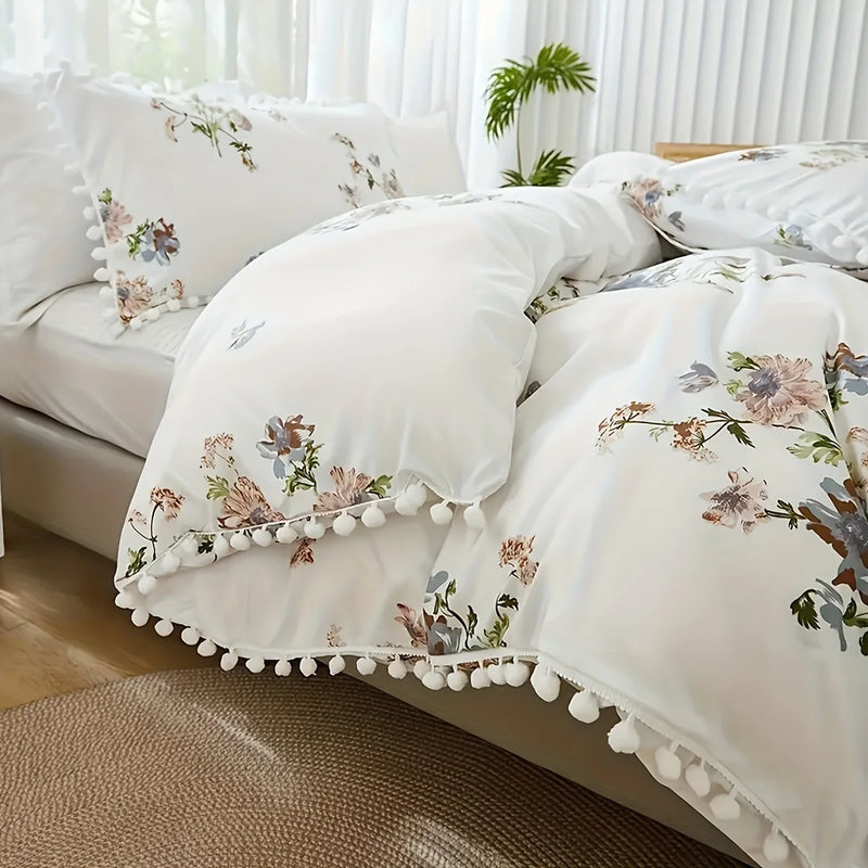 housse de couette imprimée motifs végétaux lot de trois doux et confortables