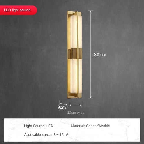 applique murale led en cuivre avec bande de marbre espagnole - vue 9 sur 12