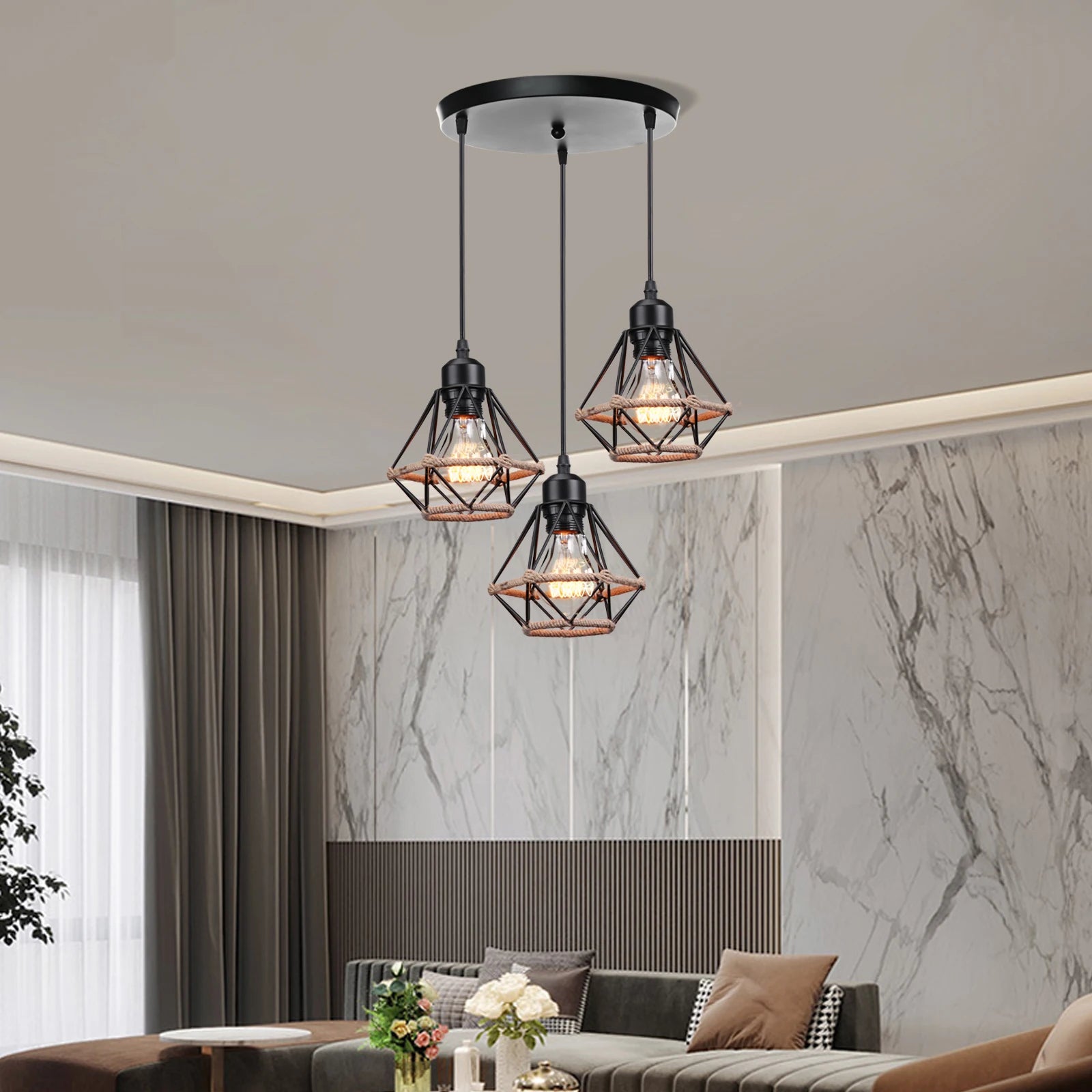 plaque de plafond ronde à 3 trous pour luminaires diy - vue 6 sur 11