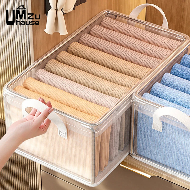 lot de 2 paniers transparents avec cadre en métal pour rangement polyvalent - vue 3 sur 7