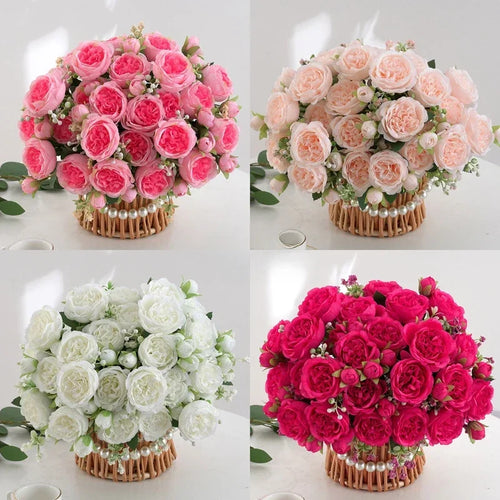 bouquet de pivoines artificielles pour décoration florale intérieure - vue 3 sur 17