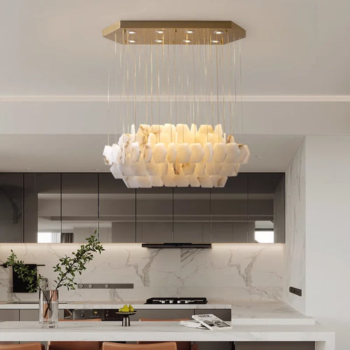 lustre moderne en pierre naturelle pour décoration intérieure 2024 - vue 4 sur 9