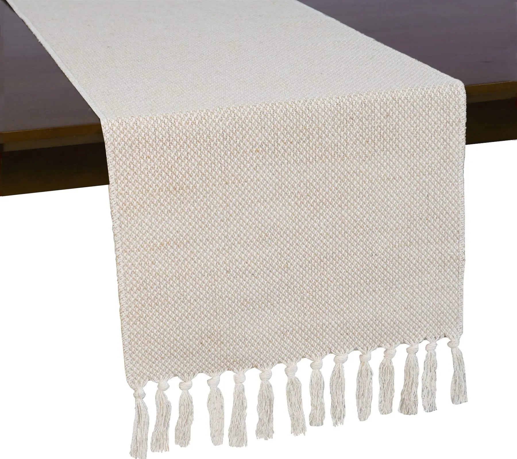 Chemin de table en lin brodé style rustique - vue 2 sur 7
