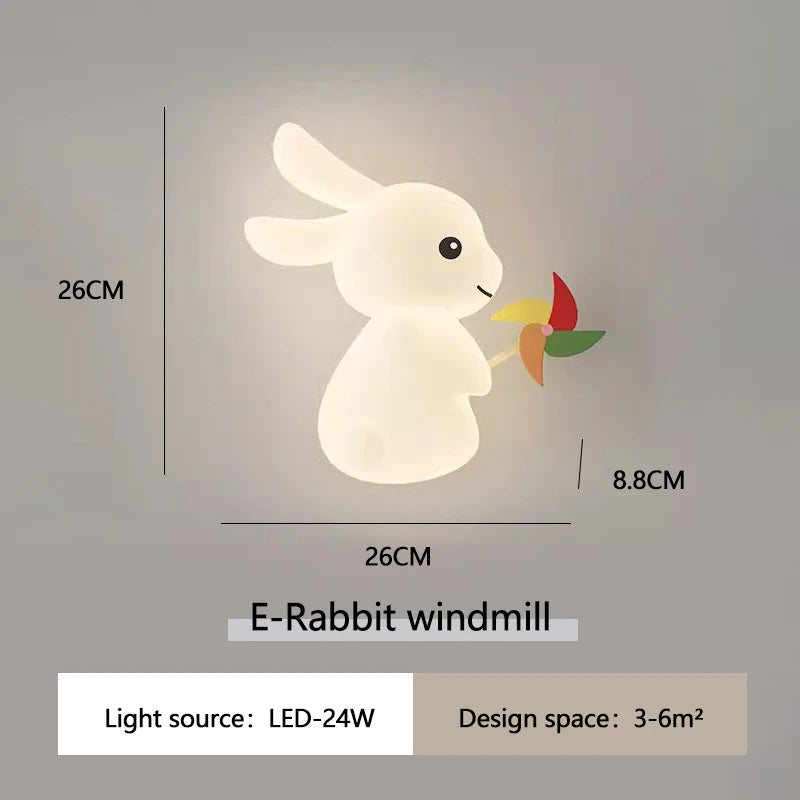 Applique murale de lapin mignon LED lampe de chambre d'enfant moderne Simple chaud chambre de bébé pépinière petite fille garçon chambre chevet appliques murales - vue 11 sur 12