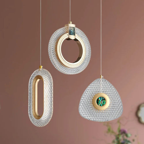 Moderne Nordique LED 1/2 Tête Lustre En Cristal Géométrie Dorée Émeraude Suspension Lumière Décor À La Maison Salon Chambre Éclairage