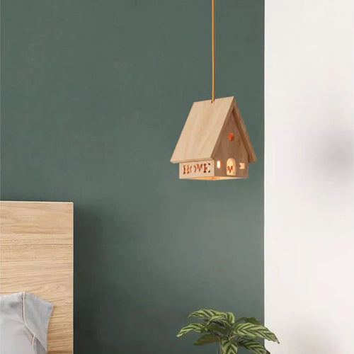 lustre en bois massif pour chambre d'enfant style minimaliste LED - vue 3 sur 6