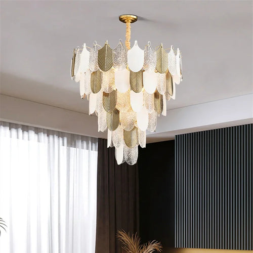 Luxe postmoderne LED lustre éclairage E14 salon Villa hall grands lustres décoration de la maison en verre longue lampe suspendue