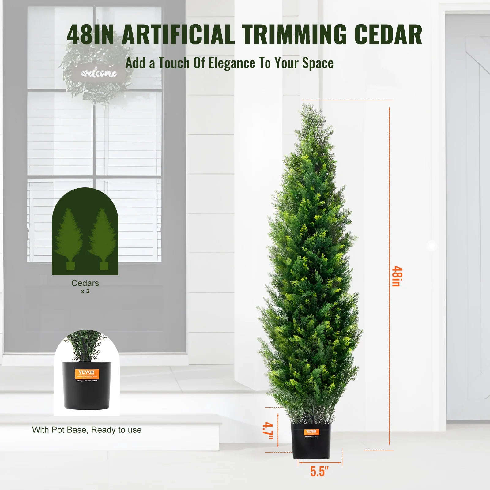 arbre topiaire artificiel en cèdre pour décoration intérieure et extérieure - vue 8 sur 8