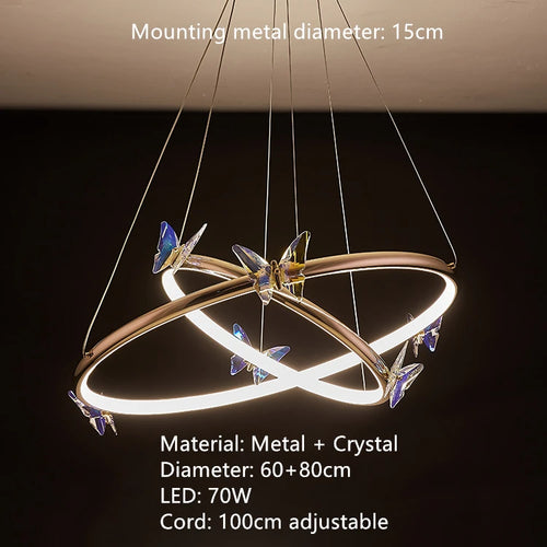 anneau d'or led papillon luminaire suspendu loft déco - vue 10 sur 20