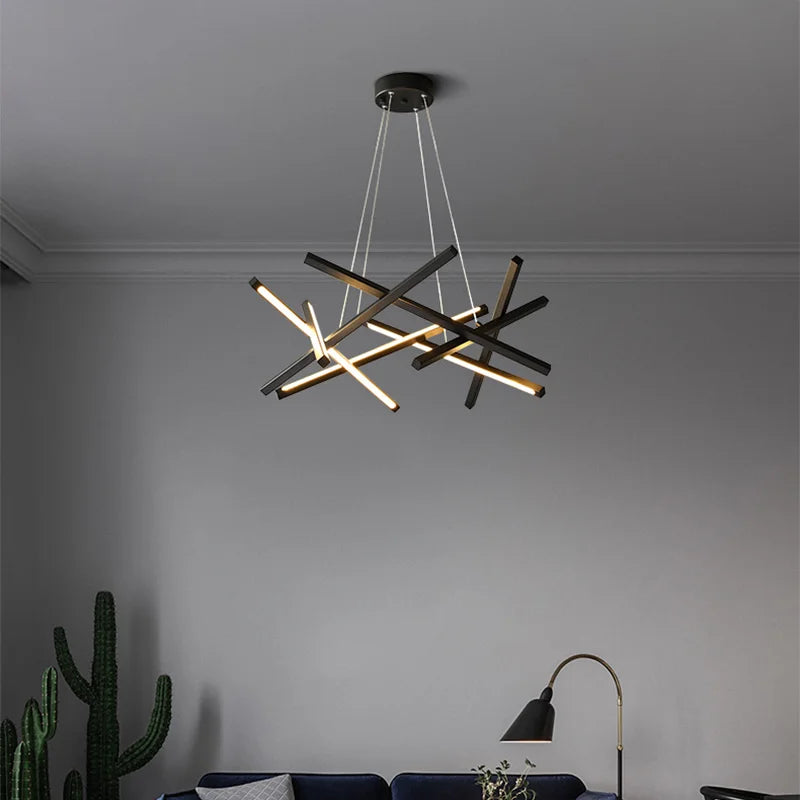 lustre moderne led créatif en métal branche suspension nordique
