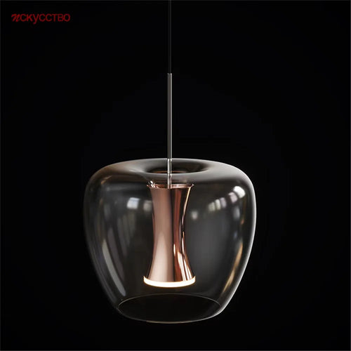 suspension led en verre transparent au design moderne pour décoration intérieure - vue 2 sur 10