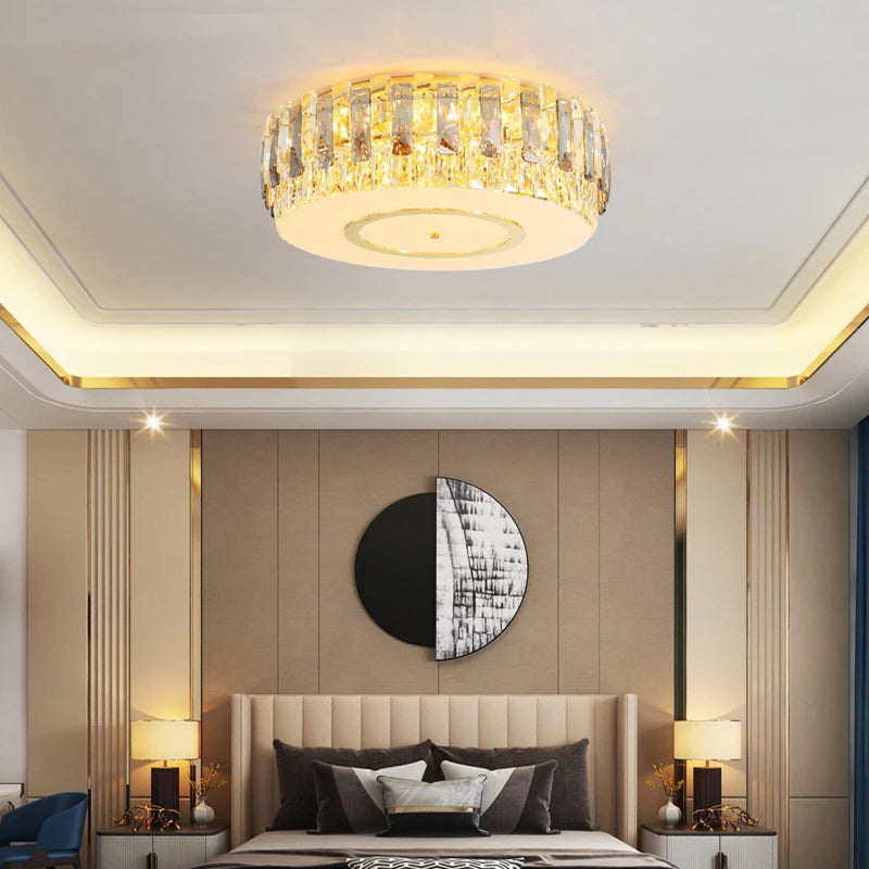 plafonnier led dimmable en verre de cristal rond moderne - vue 4 sur 11