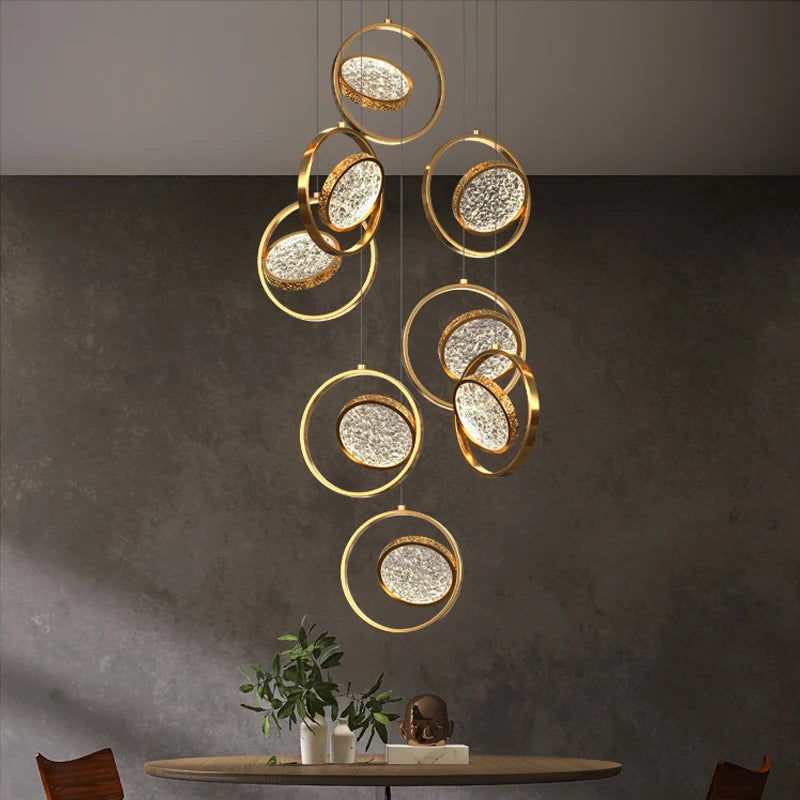 lustre minimaliste deluxe en anneau led pour villa - vue 3 sur 14