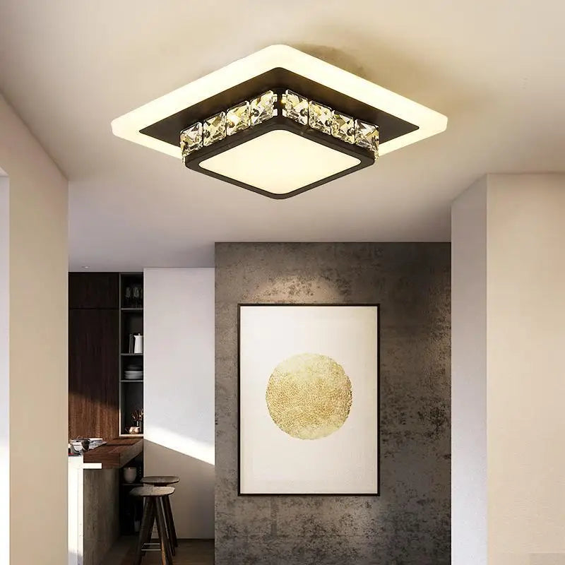 Plafonniers en cristal modernes lampe à LED pour salon chambre étude blanc noir Surface montée éclairage décoration lustre