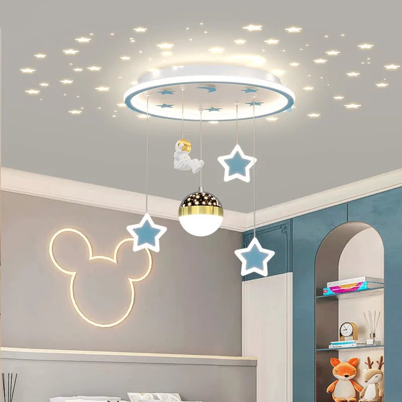 LED moderne créatif étoile suspension lumières enfants chambre lustre chambre salle d'étude maison dessin animé chambre d'enfants luminaires