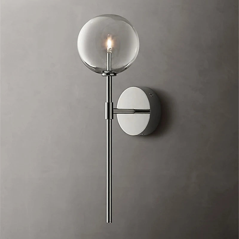 applique murale nordique en boule de verre transparent style rétro américain - vue 5 sur 9
