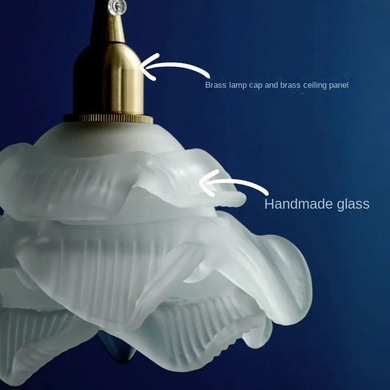 suspension rétro à pétales en laiton et verre pour décoration intérieure - vue 4 sur 10