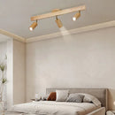 Plafonnier LED moderne en bois pour allée chambre vestiaire toilette magasin couloir luminaire sur rail Long lustre avec projecteur