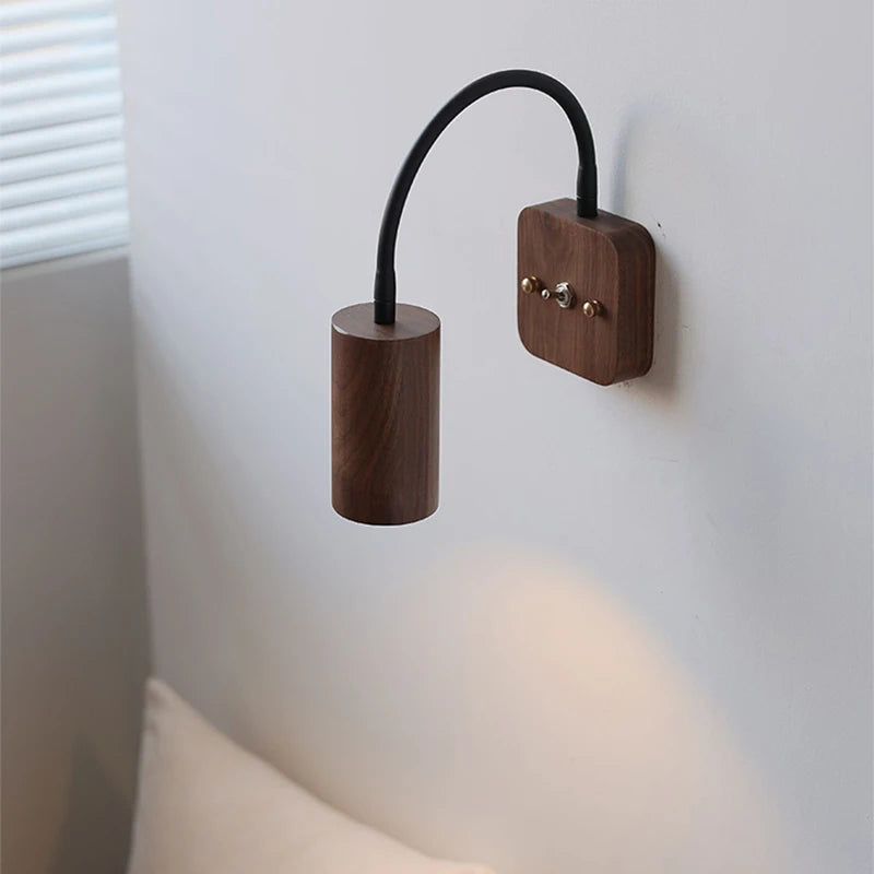 applique murale en bois de noyer avec interrupteur éclairage d'intérieur rotatif