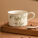Mug en porcelaine style chinois fleuri avec cuillère
