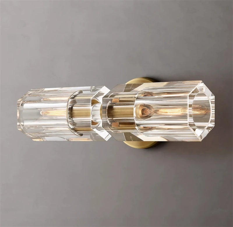 applique murale led moderne en cristal clair nickel laiton