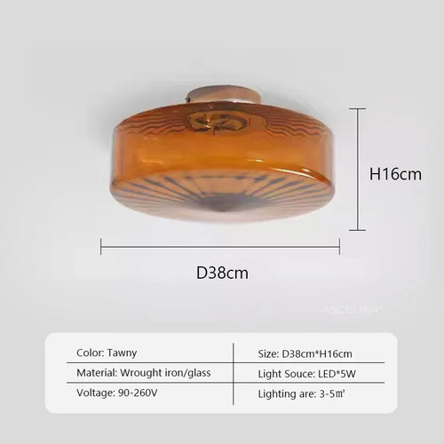 plafonnier led rond en verre ondulé rétro décoratif d'intérieur - vue 10 sur 9
