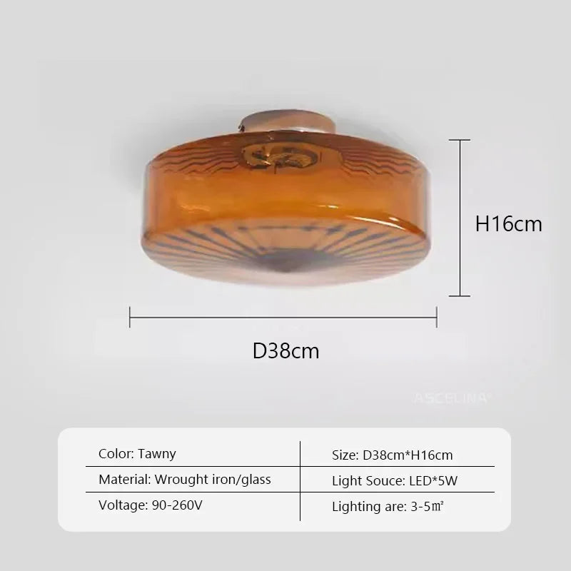 plafonnier led rond en verre ondulé rétro décoratif d'intérieur - vue 9 sur 9