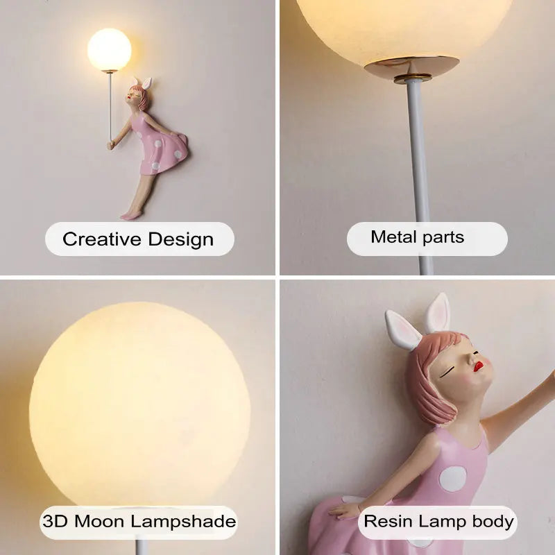 applique murale créative 3d pour fille abat-jour lune pour crèche - vue 6 sur 8