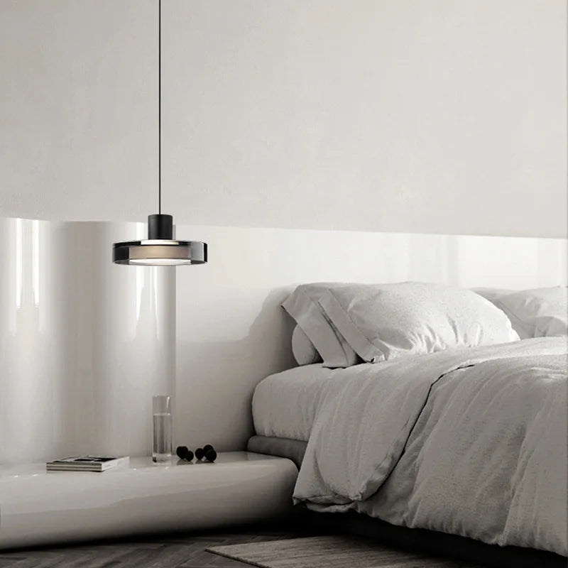 suspension ronde en verre design moderne fil réglable 3000k - vue 3 sur 7