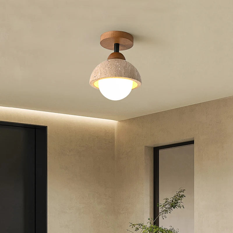 plafonnier décoratif led style wabi sabi japonais en calcaire