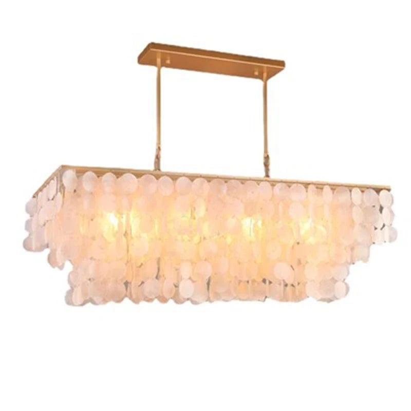 2024 Modern simple living room Scandinavian shell dining room romantic light luxury checkroom B&B rectangular suction chandelier - vue 4 sur 7