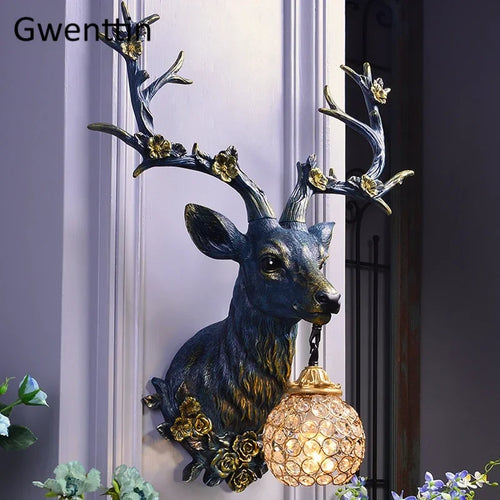 applique murale lucky deer en résine et bois décoratif intérieur - vue 4 sur 8