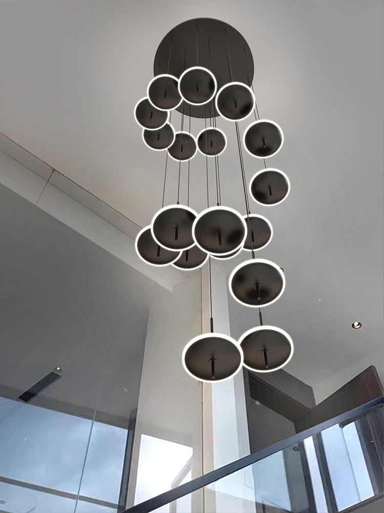 lustre nordique suspendu créatif en acrylique doré à led