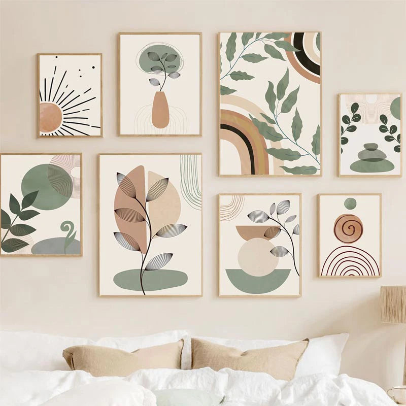affiches boho peinture abstraite géométrique pour décoration intérieure