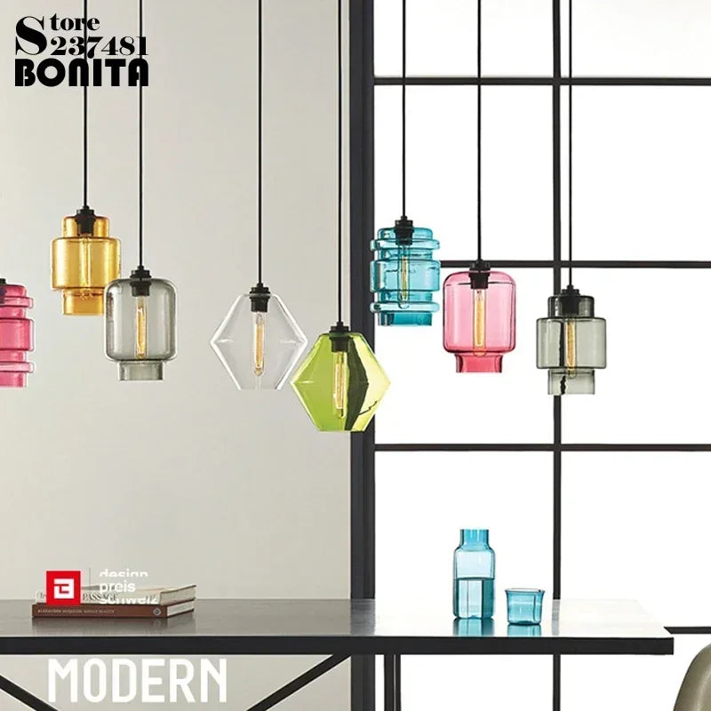 lustre suspendu moderne en verre transparent design élégant - vue 10 sur 28