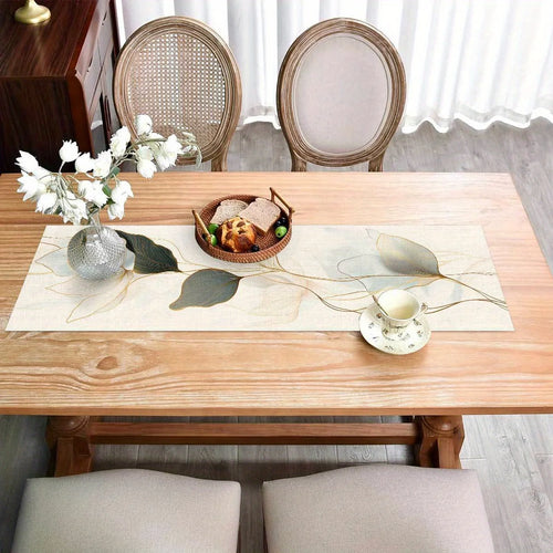 Chemin de table motifs feuilles abstraits style botanique - vue 6 sur 6