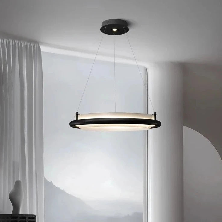 lustre led en bois noir décoration moderne lampes suspendues