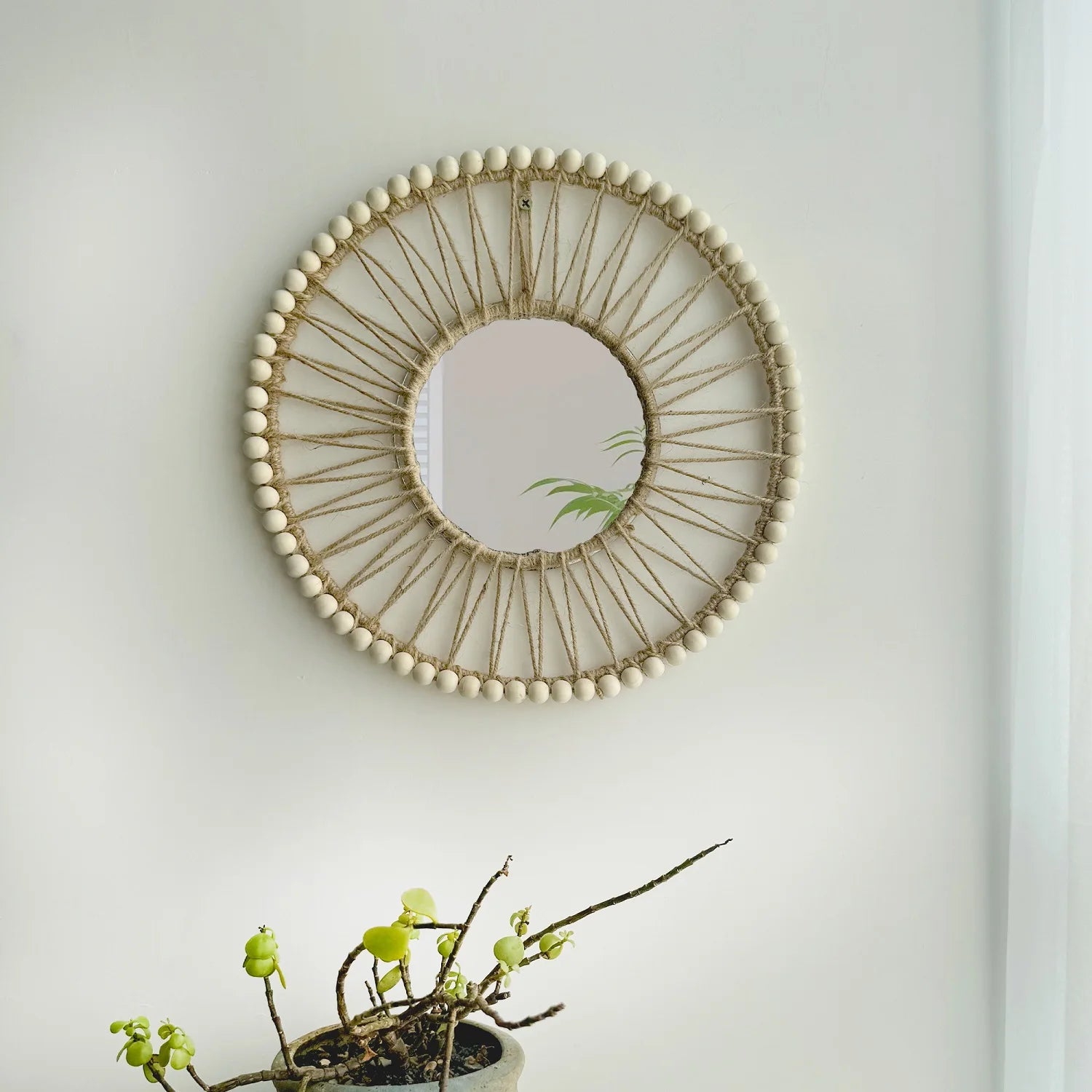 miroir décoratif nordique tissé à la main pour un intérieur créatif - vue 5 sur 6