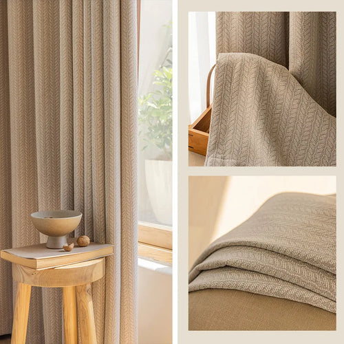 Rideau occultant motif feuilles style moderne salon chambre - vue 5 sur 12