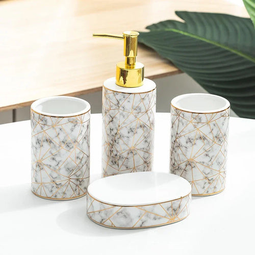 ensemble de quatre accessoires de salle de bain en céramique - vue 7 sur 6