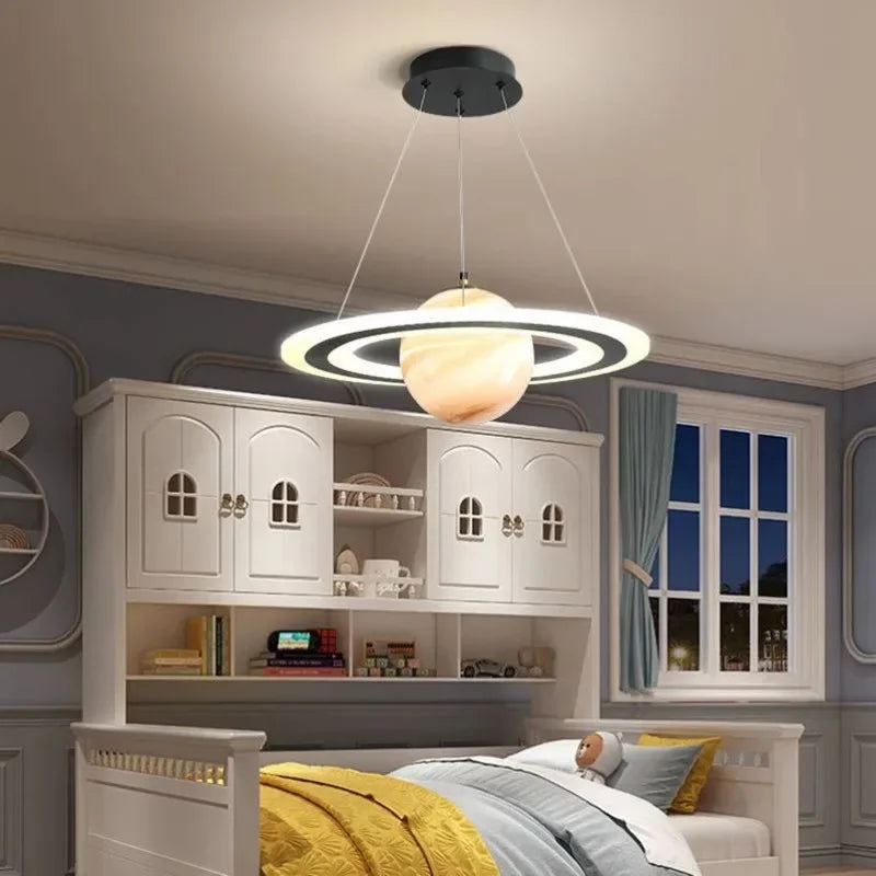 lustre créatif led boule de verre pour chambre d'enfants