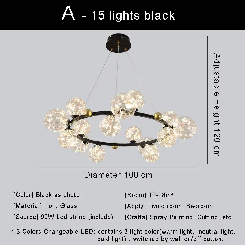 lustre led moderne design nordique pour décoration intérieure - vue 18 sur 18