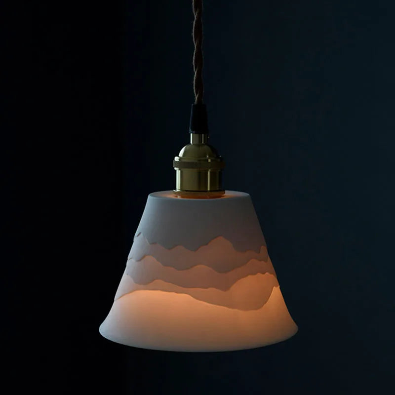 suspension Style japonais Zen en céramique chez l'habitant salon montagne ombre chambre en laiton LED lumières