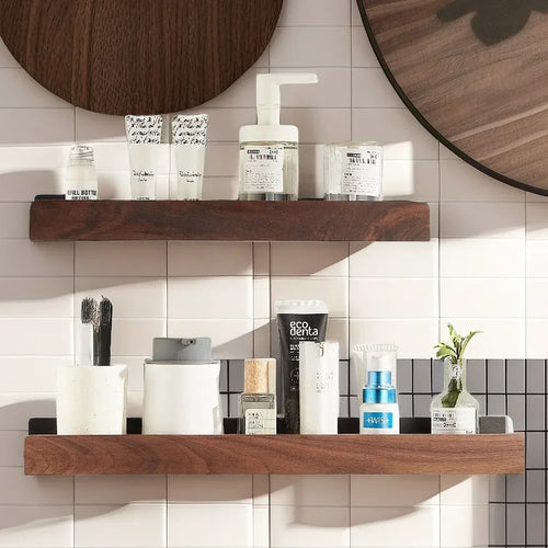 étagère murale en bois massif pour rangement pratique sans perforation - vue 2 sur 10