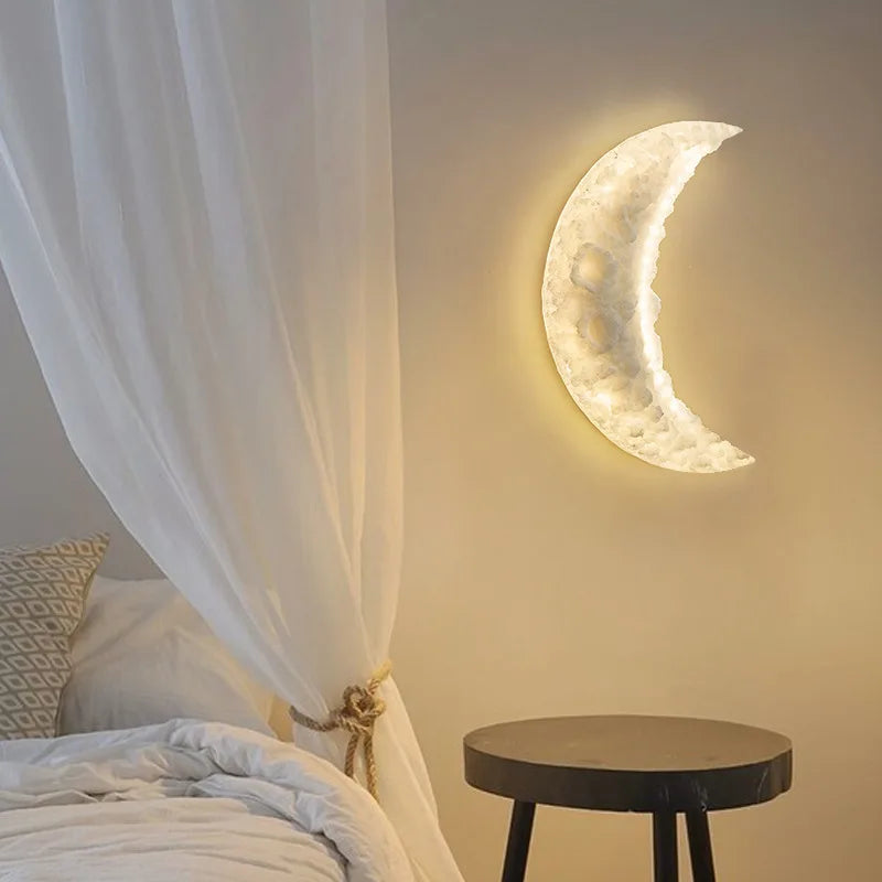 Luxury Moon Wall Lamp for Bedroom Living room Indoor Decor Creative Resin Engraving Moon Light Hallway Stair Aisle Entrance - vue 3 sur 8