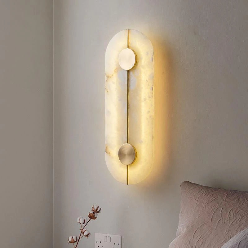 applique murale led design nordique moderne en marbre et cuivre doré - vue 7 sur 10